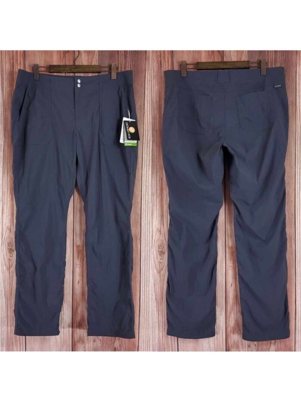 NWT Exofficio Womens Size 14 Bugsaway Vianna Pants Gray Roll Up Leg Stretch